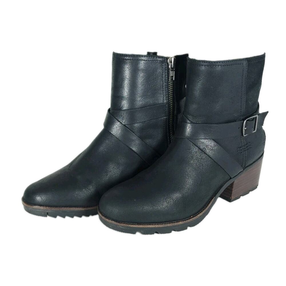 Sorel Women's Kate Buckle US 9 Black Waterproof Side Zip Ankle Boots Booties